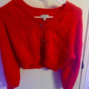 Cropped button down sweater